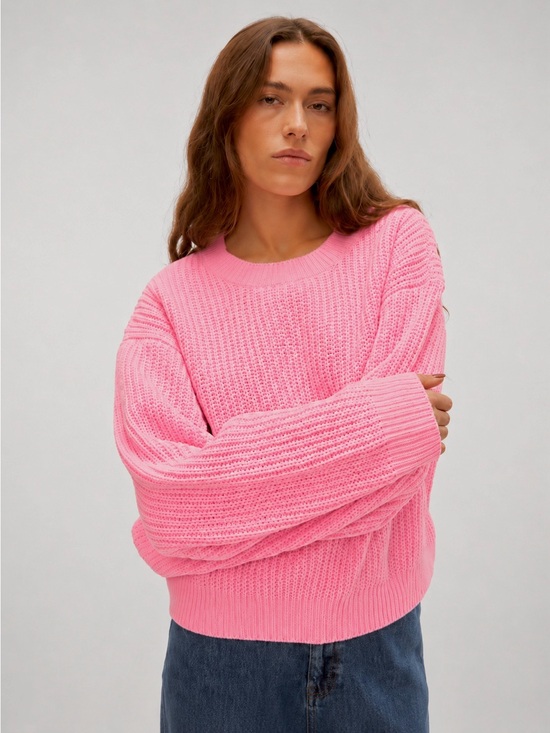 Vero Moda Sweaters - Vero Moda Pink Crewneck Chunky Knit Sweater